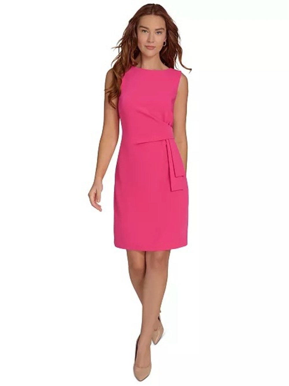 NWT Tommy Hilfiger Pink Sleeveless Sheath Dress with Side Tie Accent Size 2